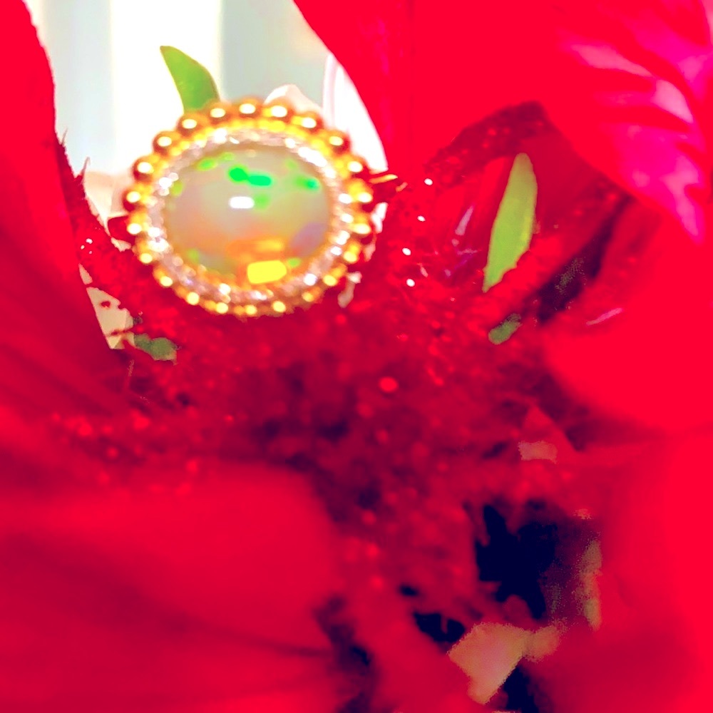 14k Solid Natural Opal Ring - image 3